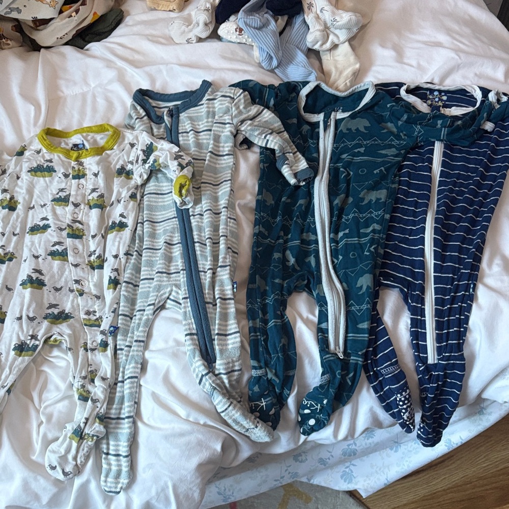 Kickee Pants Kids One Pieces in Blue and White Patterns